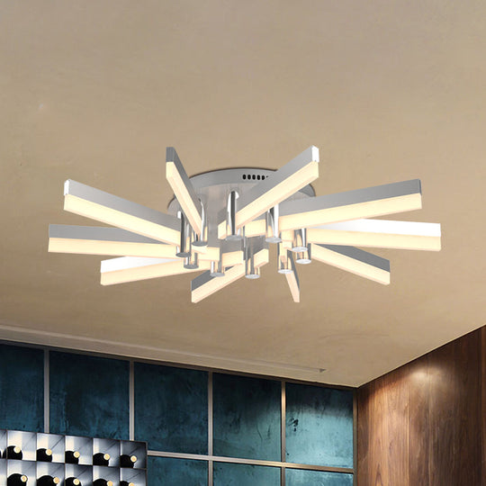 Semi - Mount Sputnik Ceiling Light With Acrylic Shade & Modern Silver Finish - Ideal For Indoor