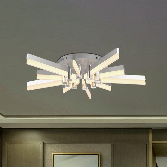 Semi - Mount Sputnik Ceiling Light With Acrylic Shade & Modern Silver Finish - Ideal For Indoor