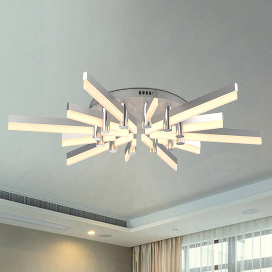 Semi - Mount Sputnik Ceiling Light With Acrylic Shade & Modern Silver Finish - Ideal For Indoor