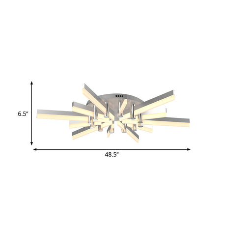Semi-Mount Sputnik Ceiling Light With Acrylic Shade & Modern Silver Finish - Ideal For Indoor Spaces