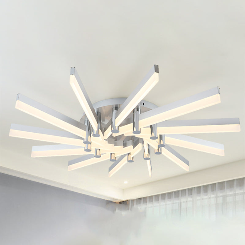 Semi - Mount Sputnik Ceiling Light With Acrylic Shade & Modern Silver Finish - Ideal For Indoor