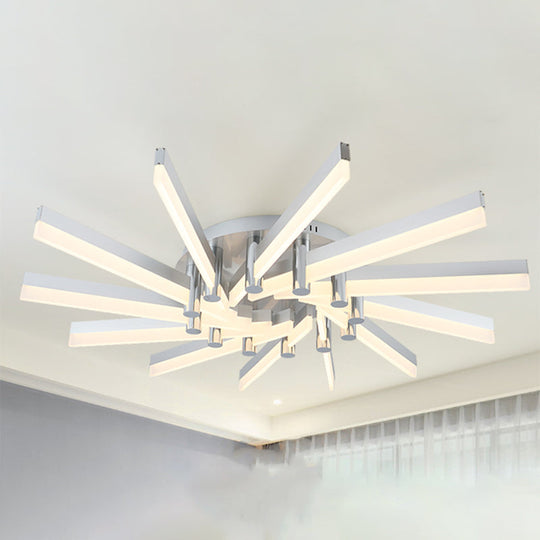 Semi - Mount Sputnik Ceiling Light With Acrylic Shade & Modern Silver Finish - Ideal For Indoor
