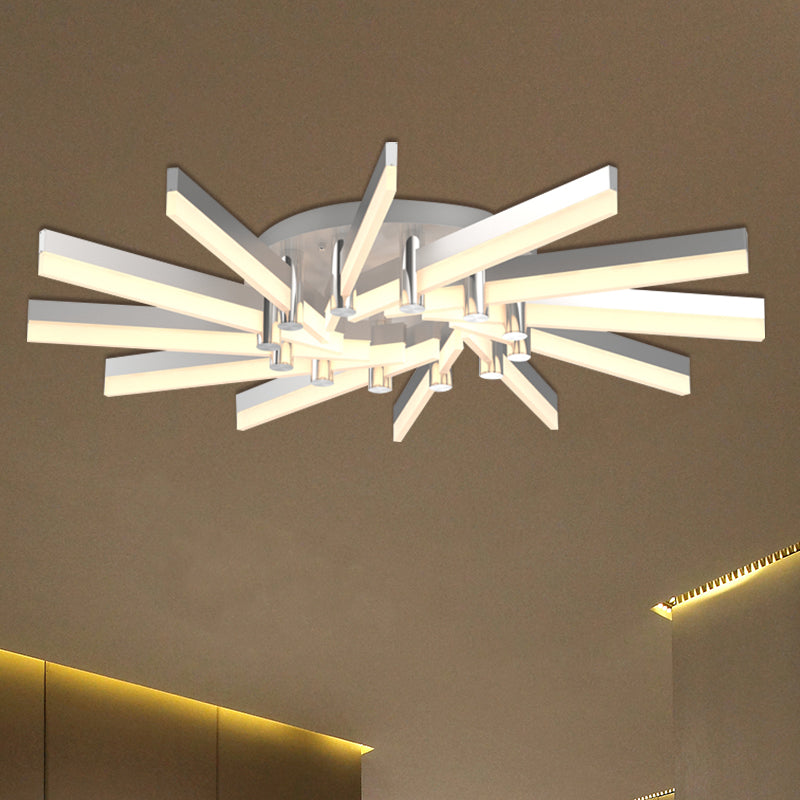 Semi - Mount Sputnik Ceiling Light With Acrylic Shade & Modern Silver Finish - Ideal For Indoor