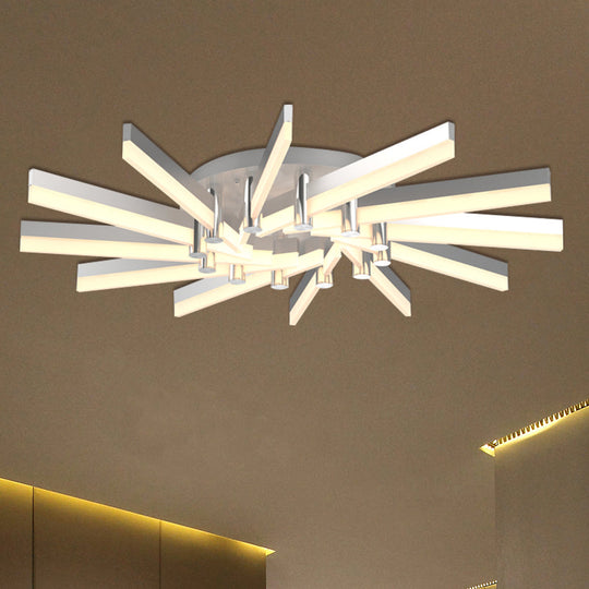 Semi - Mount Sputnik Ceiling Light With Acrylic Shade & Modern Silver Finish - Ideal For Indoor