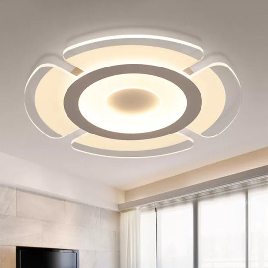 Simple Floral Acrylic Led Flush Ceiling Light - 8’/16.5’/20.5’ Wide Warm/White White / 8’ Warm