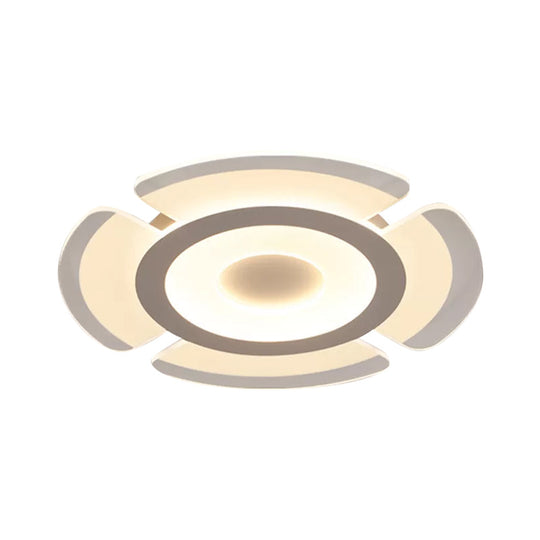 Simple Floral Acrylic Led Flush Ceiling Light - 8’/16.5’/20.5’ Wide Warm/White