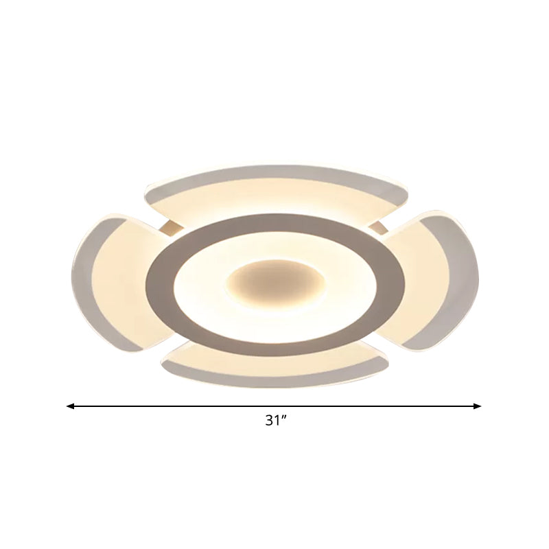 Simple Floral Acrylic Led Flush Ceiling Light - 8’/16.5’/20.5’ Wide Warm/White