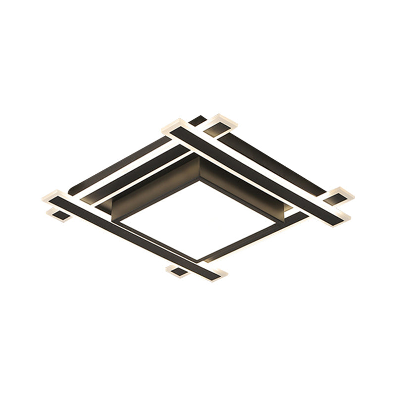 Minimalist Square Flush Pendant Light - 18’/23.5’ Width Led Acrylic Ceiling Fixture In