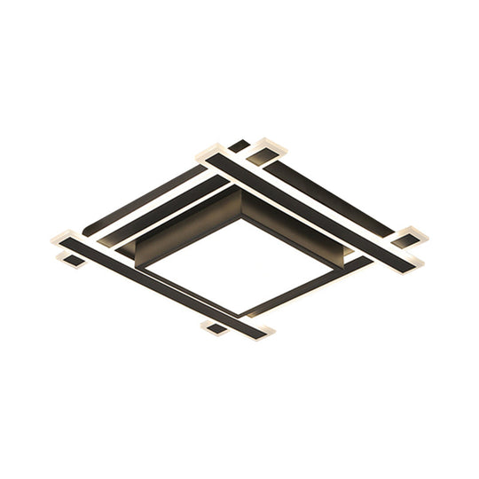 Minimalist Square Flush Pendant Light - 18’/23.5’ Width Led Acrylic Ceiling Fixture In