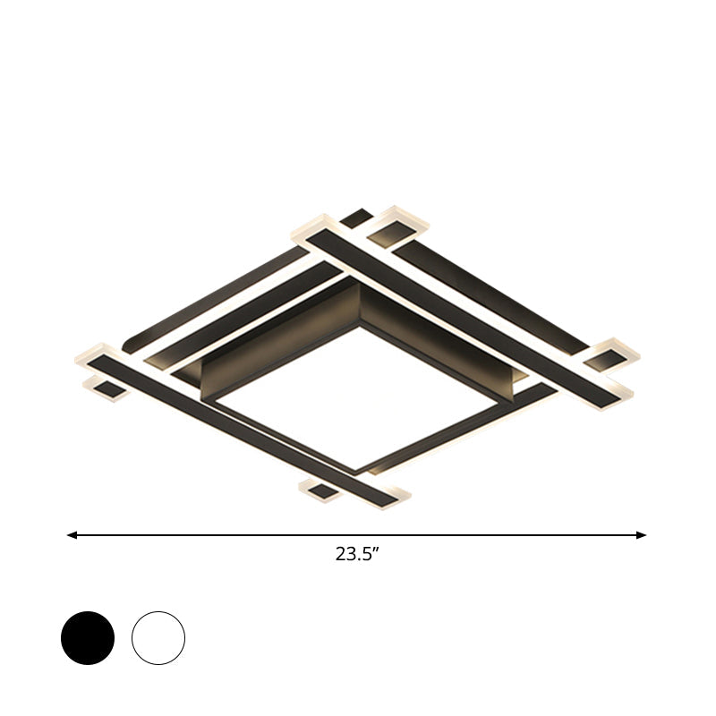 Minimalist Square Flush Pendant Light - 18’/23.5’ Width Led Acrylic Ceiling Fixture In
