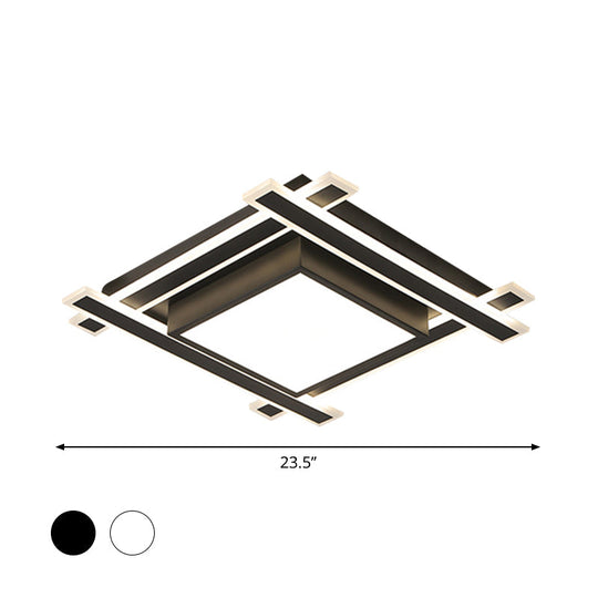 Minimalist Square Flush Pendant Light - 18’/23.5’ Width Led Acrylic Ceiling Fixture In