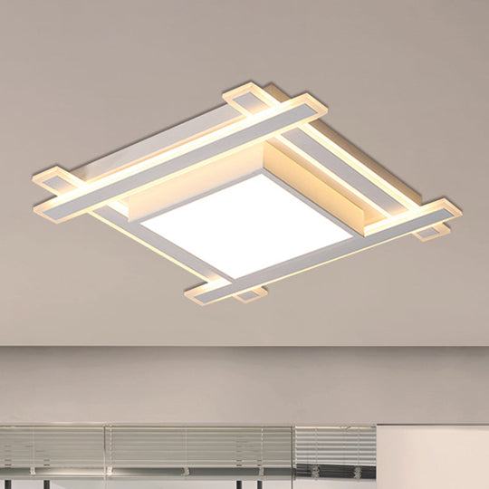 Minimalist Square Flush Pendant Light - 18’/23.5’ Width Led Acrylic Ceiling Fixture In