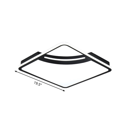 Sleek Black Flush Mount Led Ceiling Light For Bedroom - White/Warm Glow