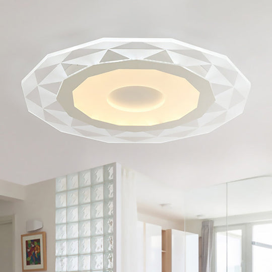 Modern Led Living Room Flush Mount Light With Diamond-Shaped Acrylic Shade -