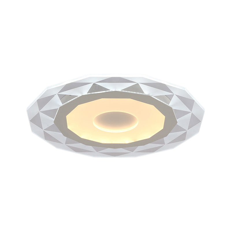 Modern Led Living Room Flush Mount Light With Diamond-Shaped Acrylic Shade -