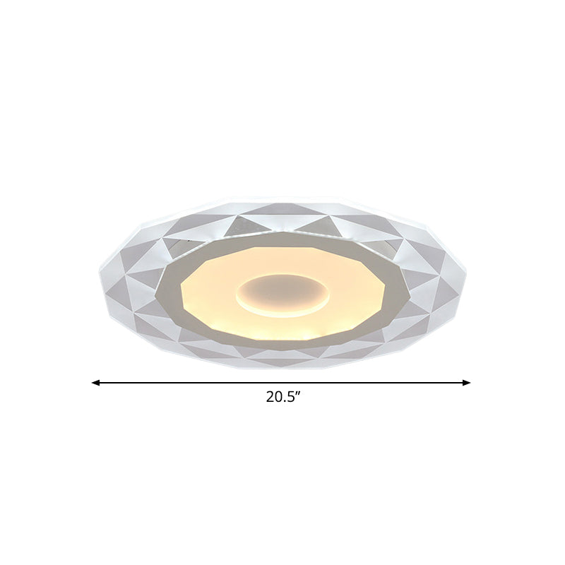 Modern Led Living Room Flush Mount Light With Diamond-Shaped Acrylic Shade - 16.5/20.5/24.5 Wide