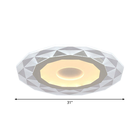 Modern Led Living Room Flush Mount Light With Diamond-Shaped Acrylic Shade -