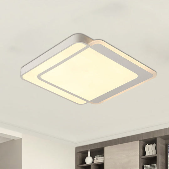 Modern Flush Mount Led Ceiling Light In White - Warm/White Lighting Square/Round Design