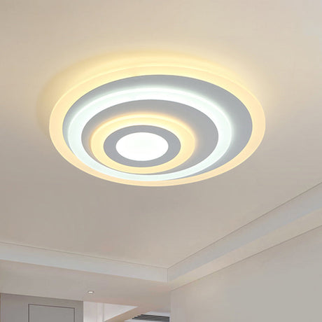 Ellipse Flushmount Acrylic Led Ceiling Fixture - 14/19.5/23.5 Wide White Warm/White Light