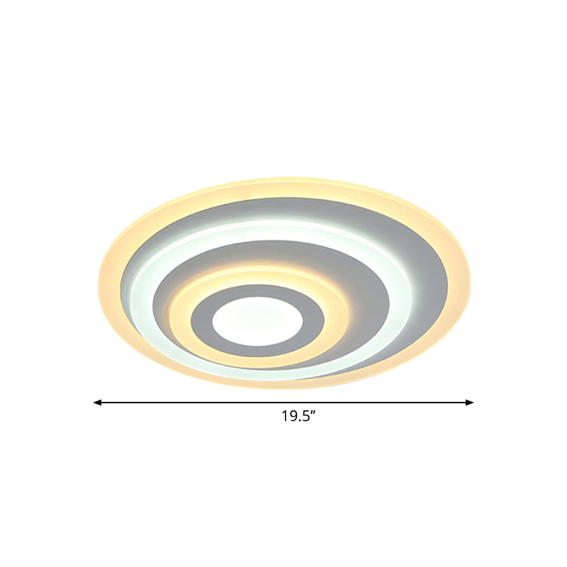 Ellipse Flushmount Acrylic Led Ceiling Fixture - 14’/19.5’/23.5’ Wide White Warm/White Light