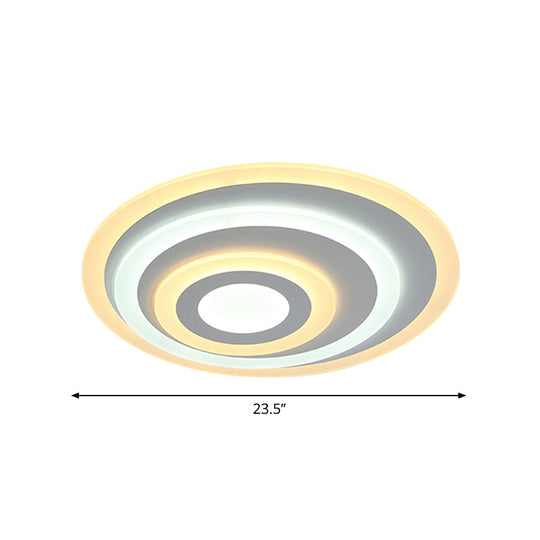 Ellipse Flushmount Acrylic Led Ceiling Fixture - 14’/19.5’/23.5’ Wide White Warm/White Light