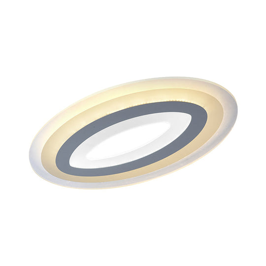 Modern Acrylic Oval Led Ceiling Light Fixture - Warm/White Multiple Sizes