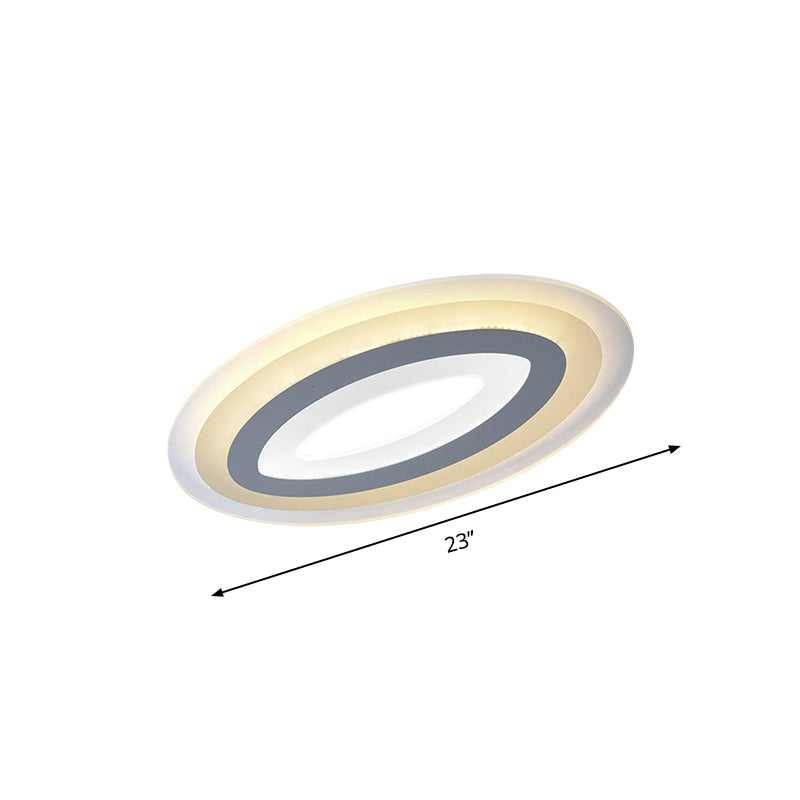 Modern Acrylic Oval Led Ceiling Light Fixture - Warm/White Multiple Sizes