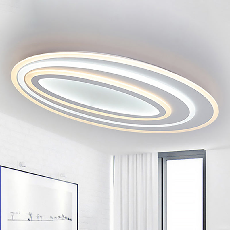 Oval Acrylic Led Flushmount Light - 19.5/23.5/31.5 Wide Bedroom Ceiling Lamp In Warm/White White /