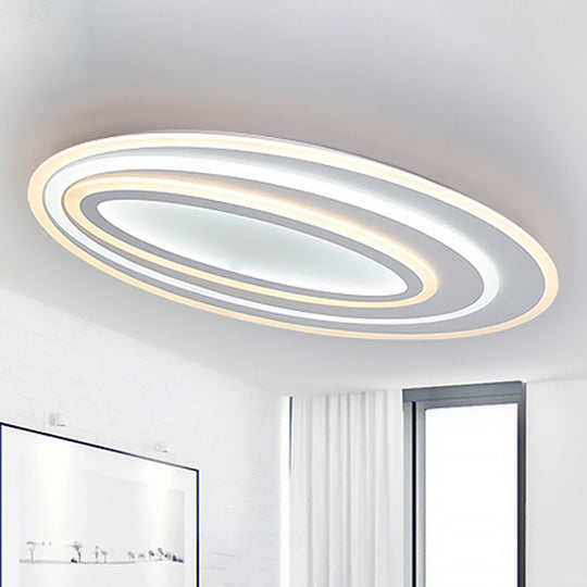 Oval Acrylic Led Flushmount Light - 19.5/23.5/31.5 Wide Bedroom Ceiling Lamp In Warm/White White /