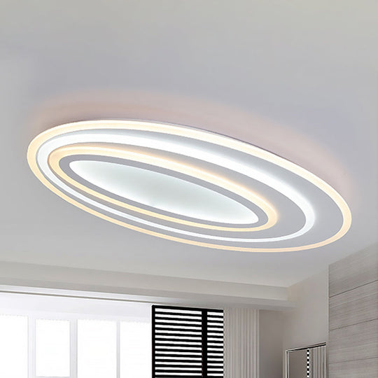 Oval Acrylic Led Flushmount Light - 19.5/23.5/31.5 Wide Bedroom Ceiling Lamp In Warm/White