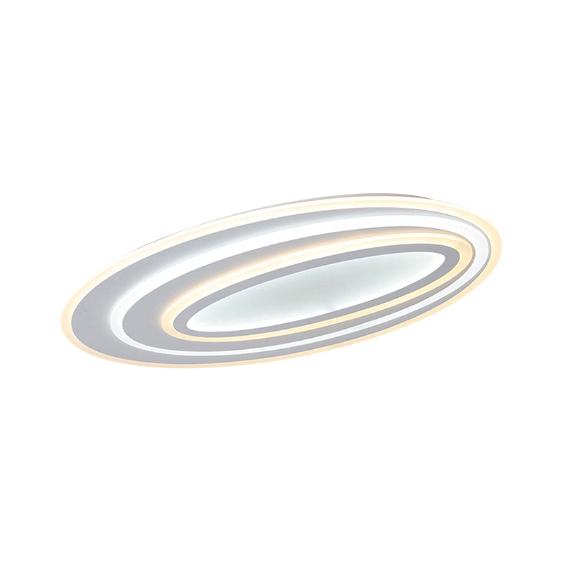 Oval Acrylic Led Flushmount Light - 19.5/23.5/31.5 Wide Bedroom Ceiling Lamp In Warm/White