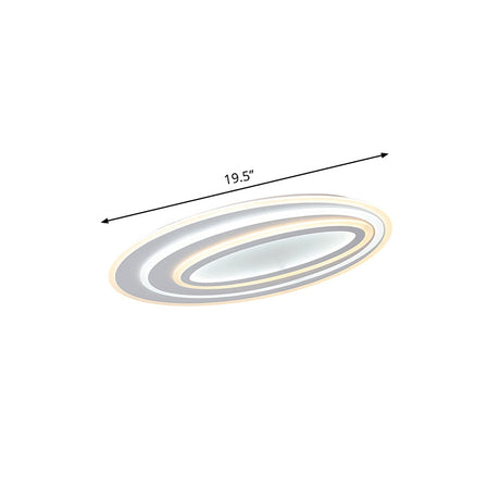 Oval Acrylic Led Flushmount Light - 19.5/23.5/31.5 Wide Bedroom Ceiling Lamp In Warm/White