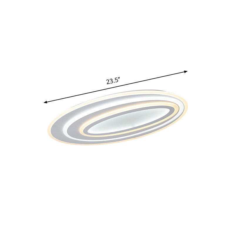 Oval Acrylic Led Flushmount Light - 19.5’/23.5’/31.5’ Wide Bedroom Ceiling Lamp In Warm/White