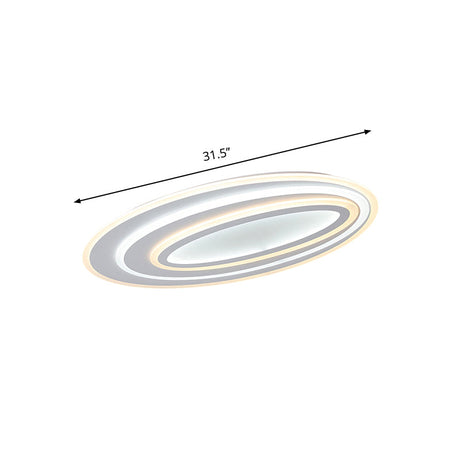 Oval Acrylic Led Flushmount Light - 19.5/23.5/31.5 Wide Bedroom Ceiling Lamp In Warm/White