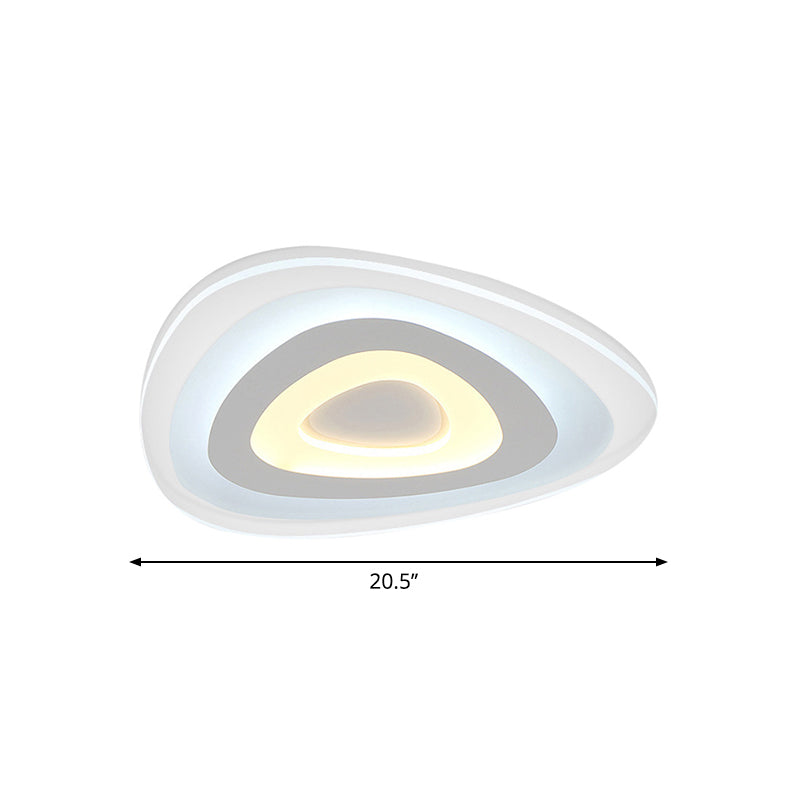 Contemporary Led Flush Mount Light - Wide Acrylic Shade Triangle Ceiling Lamp (16’/20’/24.5’)