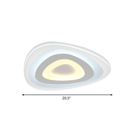 Contemporary Led Flush Mount Light - Wide Acrylic Shade Triangle Ceiling Lamp (16’/20’/24.5’)