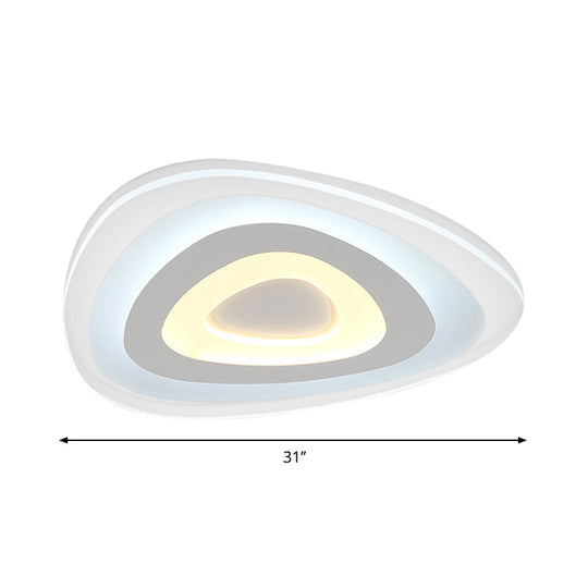 Contemporary Led Flush Mount Light - Wide Acrylic Shade Triangle Ceiling Lamp (16’/20’/24.5’)