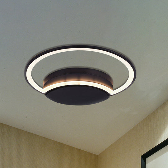 Led Bedroom Ceiling Light - 16/19.5/23.5 Wide Circle Acrylic Shade In White/Black Warm/White