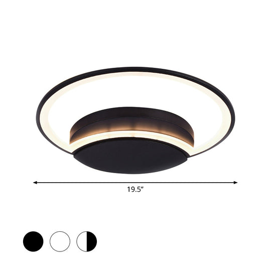 Led Bedroom Ceiling Light - 16/19.5/23.5 Wide Circle Acrylic Shade In White/Black Warm/White