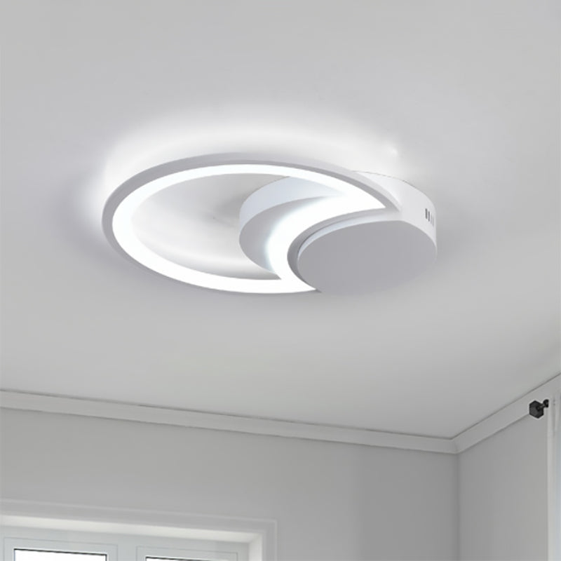 Led Bedroom Ceiling Light - 16/19.5/23.5 Wide Circle Acrylic Shade In White/Black Warm/White