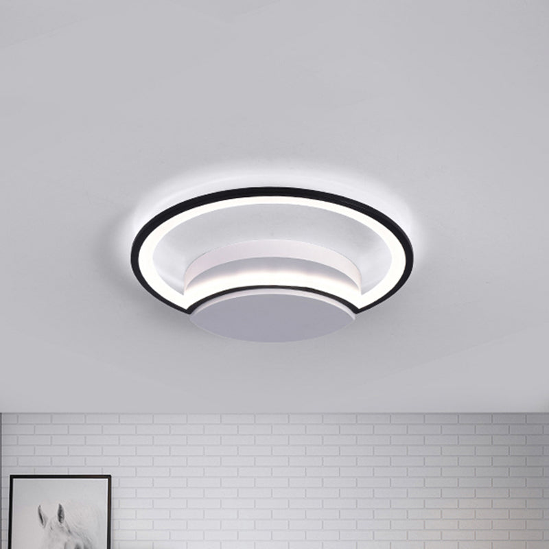Led Bedroom Ceiling Light - 16/19.5/23.5 Wide Circle Acrylic Shade In White/Black Warm/White