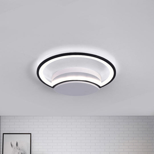 Led Bedroom Ceiling Light - 16/19.5/23.5 Wide Circle Acrylic Shade In White/Black Warm/White