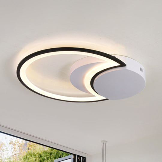 Led Bedroom Ceiling Light - 16/19.5/23.5 Wide Circle Acrylic Shade In White/Black Warm/White
