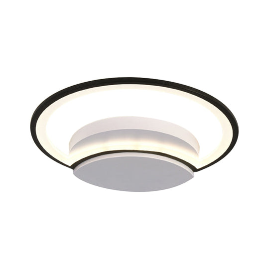 Led Bedroom Ceiling Light - 16/19.5/23.5 Wide Circle Acrylic Shade In White/Black Warm/White