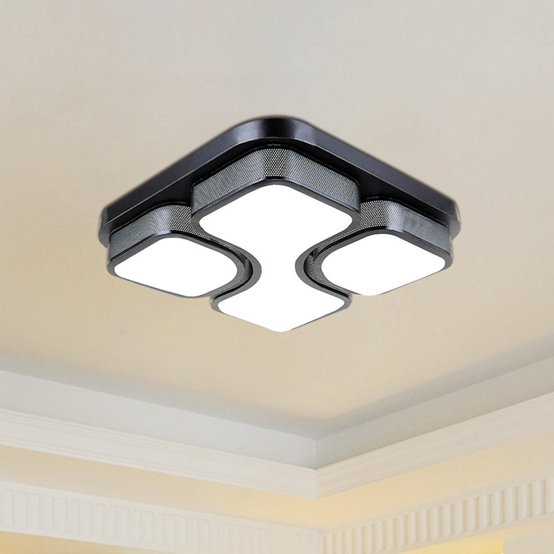 Contemporary Squared Metallic Ceiling Mounted Led Light - 17/21 Black/White Flushmount Warm/White