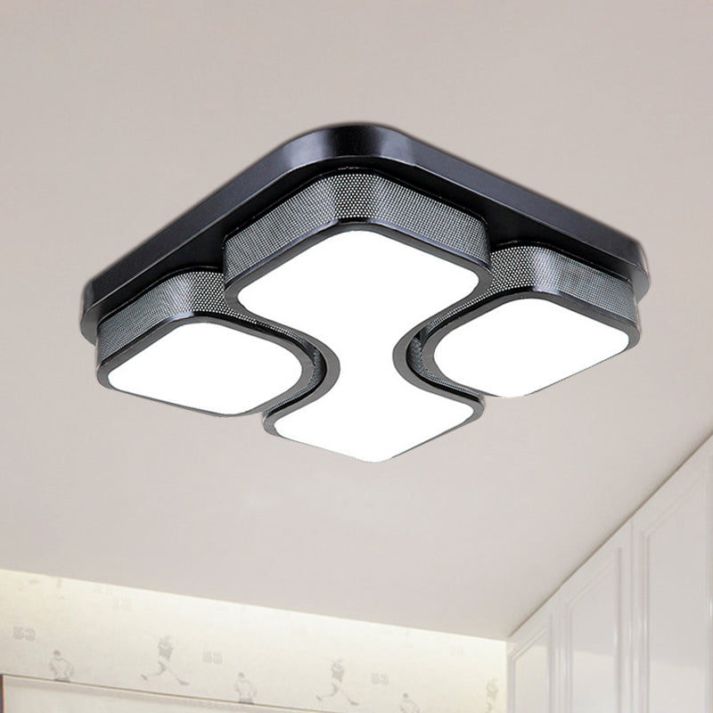 Contemporary Squared Metallic Ceiling Mounted Led Light - 17’/21’ Black/White Flushmount