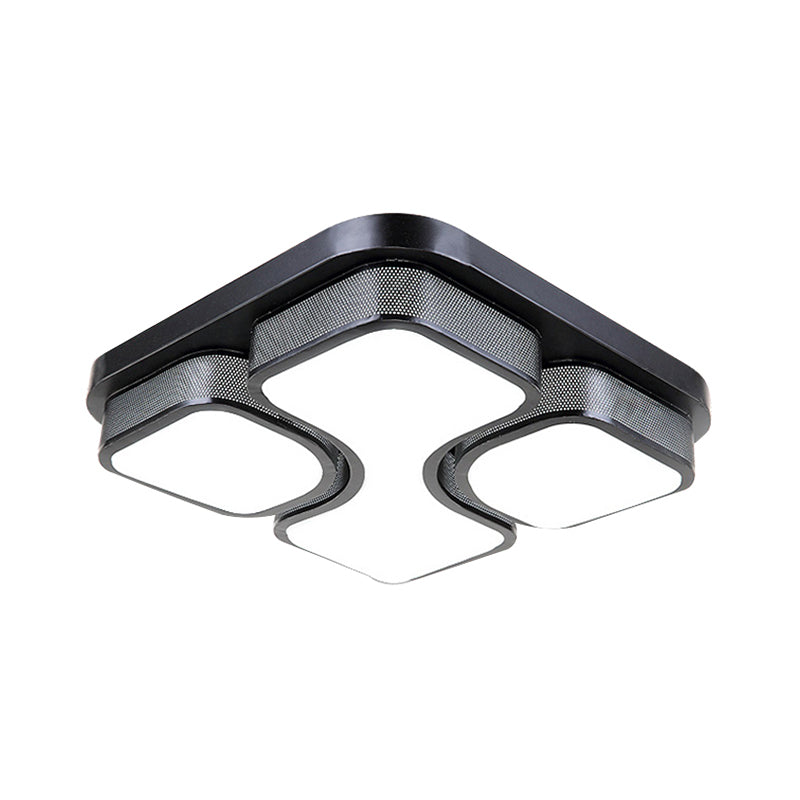 Contemporary Squared Metallic Ceiling Mounted Led Light - 17’/21’ Black/White Flushmount
