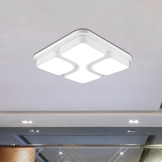 Contemporary Squared Metallic Ceiling Mounted Led Light - 17/21 Black/White Flushmount Warm/White