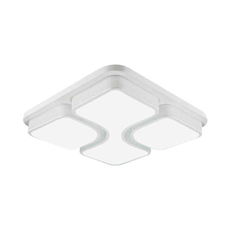Contemporary Squared Metallic Ceiling Mounted Led Light - 17/21 Black/White Flushmount Warm/White