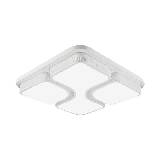 Contemporary Squared Metallic Ceiling Mounted Led Light - 17/21 Black/White Flushmount Warm/White